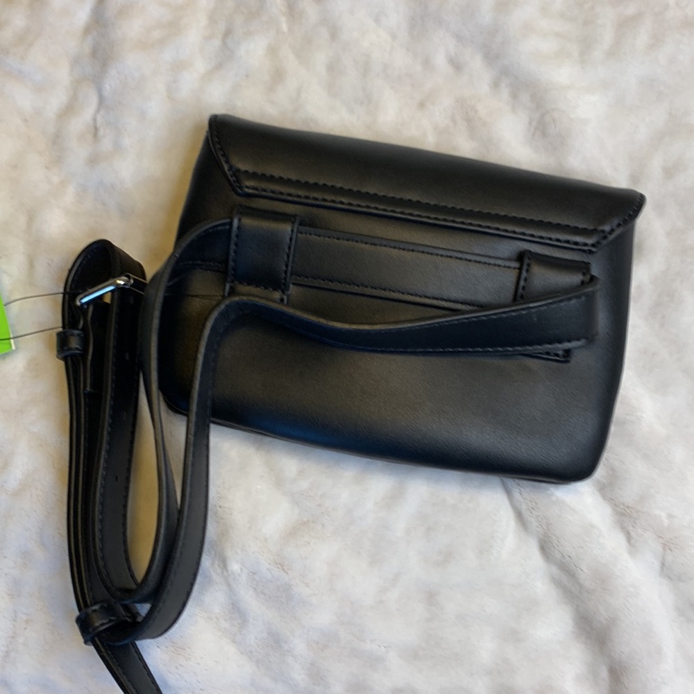 NWT Sam Edelman Emily Faux Vegan Leather Convertible Shoulder Belt Bag Black - Picture 5 of 7